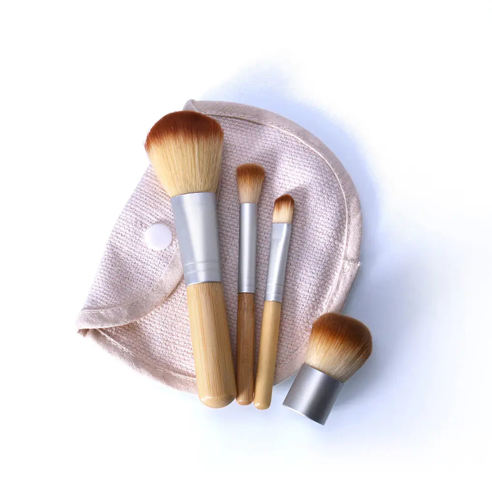 4 Bamboo Handle Makeup Brush Set